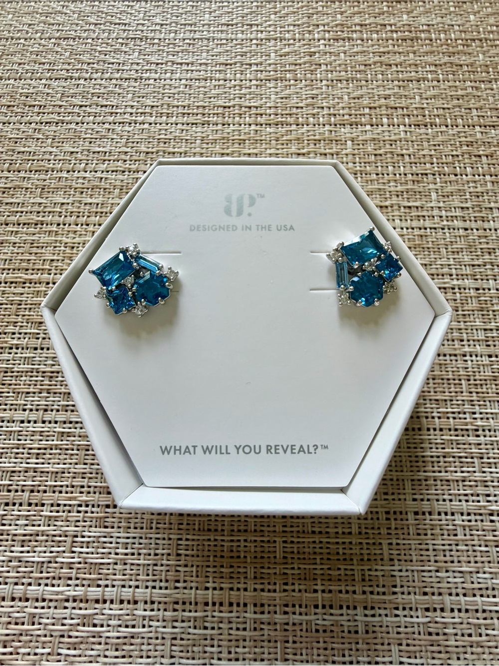 bp Teal Crystal Cluster Stud Earrings